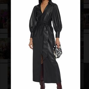 Alice & Olivia NWT Black Faux Leather Maxi Dress, size 2